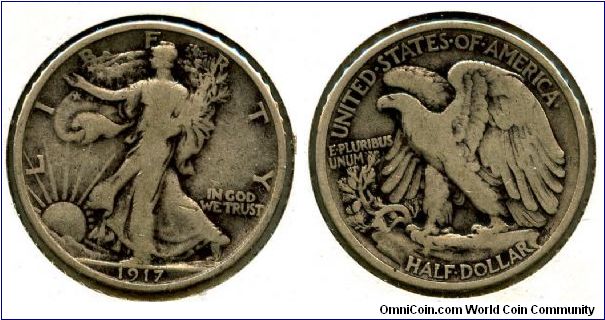 1917
50 Cents
Walking Liberty
Eagle