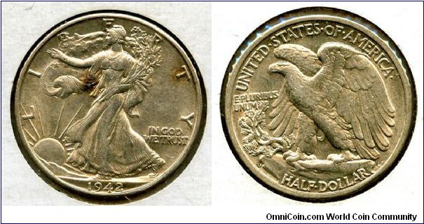 1942d
50 Cents
Walking Liberty
Eagle