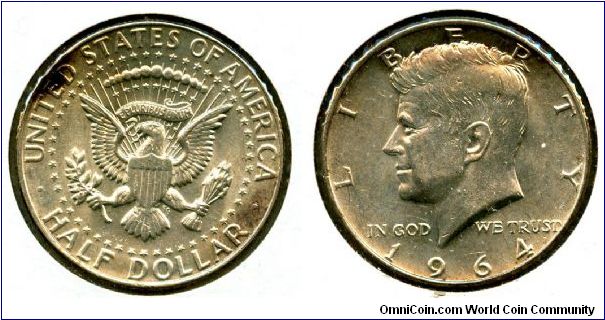 1964
50 Cents
Eagle
President J F Kennedy