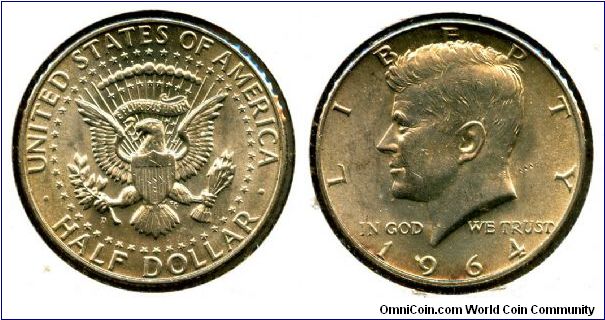 1964d
50 Cents
Eagle
President J F Kennedy