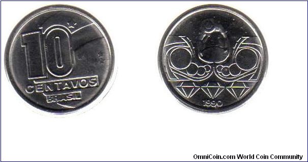 1990 10 centavos - Diamond miner