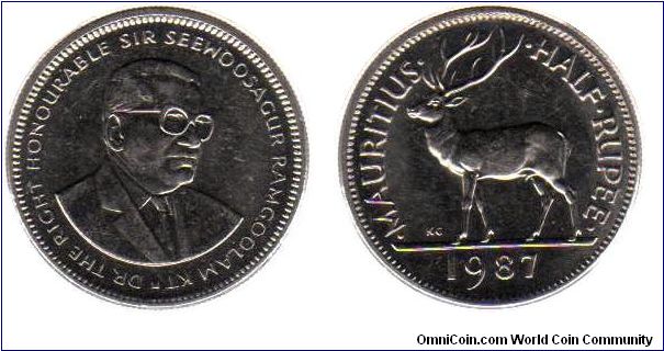 1987 1/2 Rupee