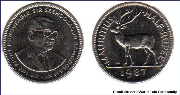 1987 1/2 Rupee