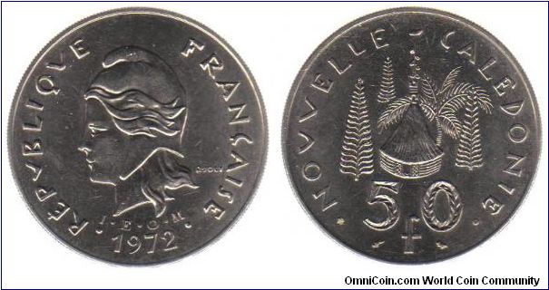 1972 New Caledonia 50 Francs