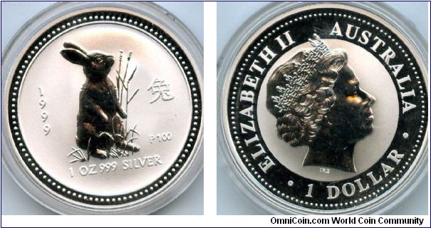 1999
$1 1oz Silver
Year of the Rabbit
QEII