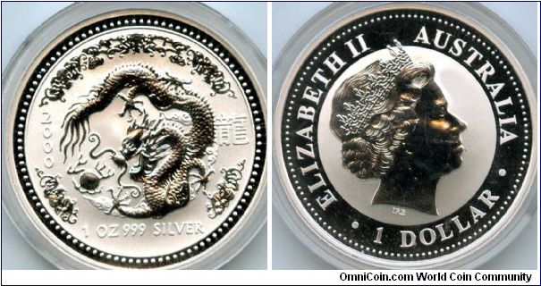 2000
$1 1oz Silver
Year of the Dragon
QEII