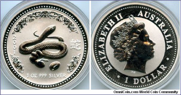 2001
$1 1oz Silver
Year of the Snake
QEII