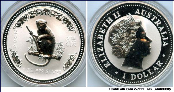 2004
$1 1oz Silver
Year of the Monkey
QEII
