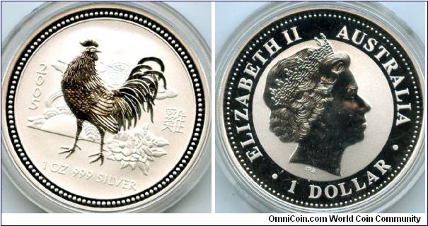 2005
$1 1oz Silver
Year of the Cockrell
QEII