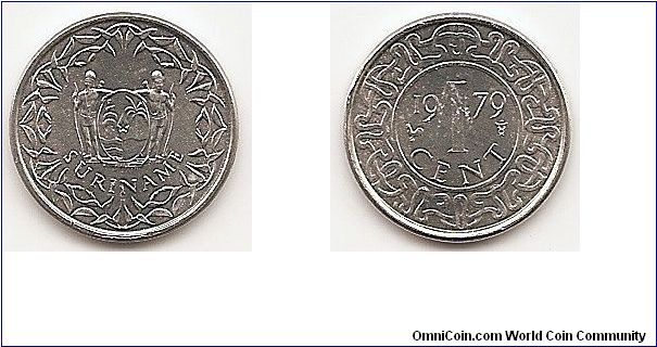 1 Cent
KM#11a
0.8000 g., Aluminum, 18 mm. Obv: Arms with supporters within
wreath Rev: Value divides date within circle Edge: Plain