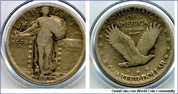 1927
Quarter dollar
Standing liberty
Eagle in flight