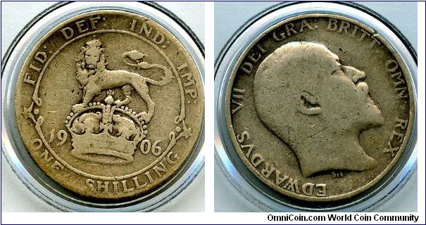 1906
1/- 1 Shilling
Lion on Crown
Edward VII