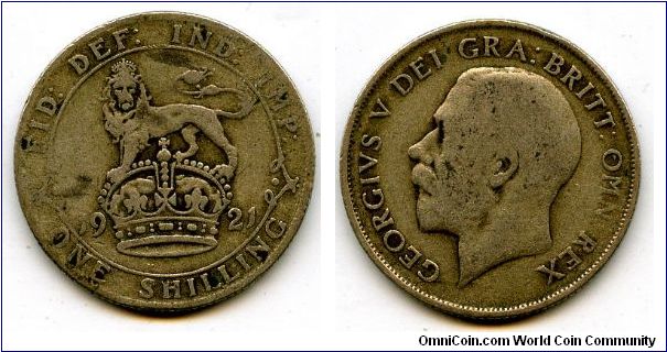 1921
1/- 1 Shilling
Lion on Crown
George V