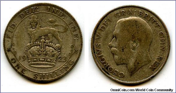 1923
1/- 1 Shilling
Lion on Crown
George V