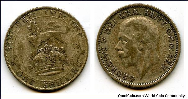 1926
1/- 1 Shilling
Lion on Crown
George V