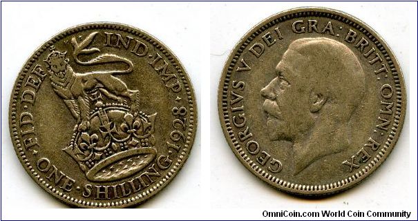 1928
1/- 1 Shilling
Lion on Crown
George V