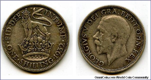 1932
1/- 1 Shilling
Lion on Crown
George V