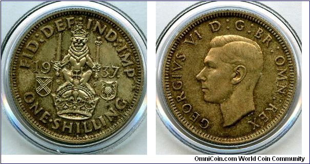 1937
1/- Shilling
Scotish Lion seated on Crown
George VI