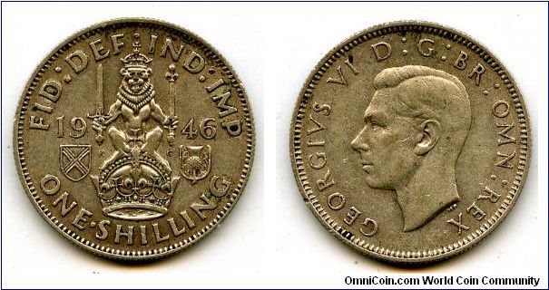 1946
1/- Shilling
Scotish Lion seated on Crown
George VI