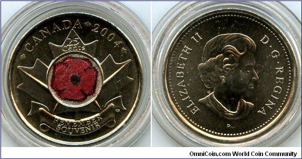 2004
25 cents
Remembrance Day Poppy
QEII
