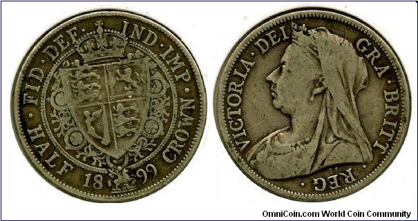 1899
Half Crown
Shield in collar
Queen Victoria