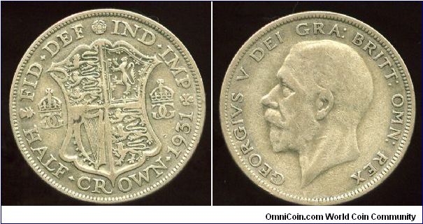 1931
2/6 Half Crown 
Shield flanked by crowns
King George V