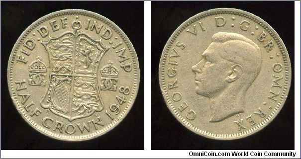 1948
2/6 Half Crown 
Shield flanked by crowns
King George VI
