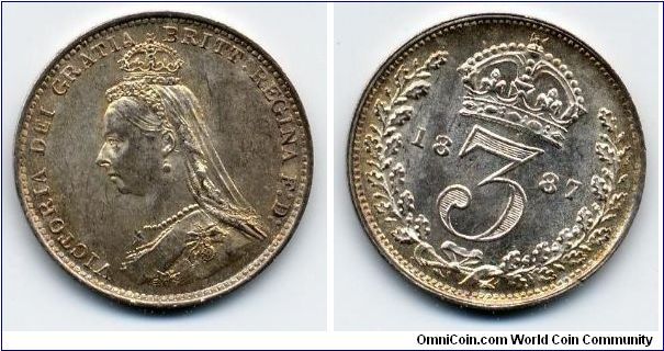 1887 Silver thruppence