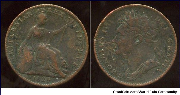 1825
1/4d Farthing
2nd Issue
Seated Britannia
King George IV