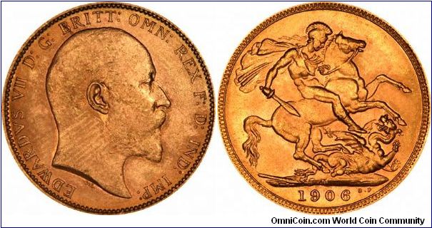 Edward VII sovereign from the Melbourne Mint in Australia.