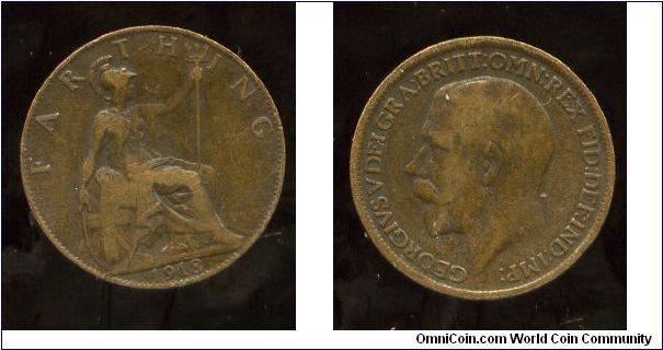 1918
1/4d Farthing 
Seated Britannia 
King George V