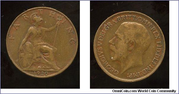 1920
1/4d Farthing 
Seated Britannia 
King George V