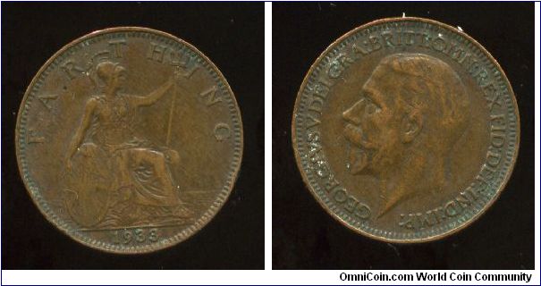 1933
1/4d Farthing 
Seated Britannia 
King George V