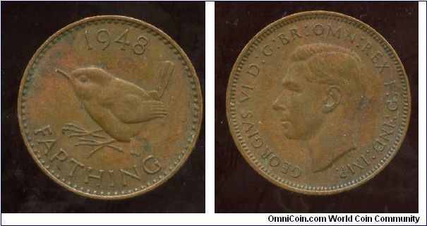 1948
1/4d Farthing 
Wren 
King George VI