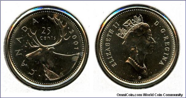 2001 
25 cents
Caribou
QEII