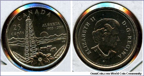 2005 
25 cents
Alberta Centennial 
QEII