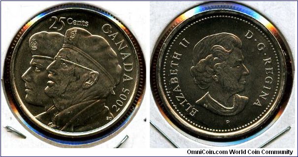 2005 
25 cents
Year of the Veteran
QEII