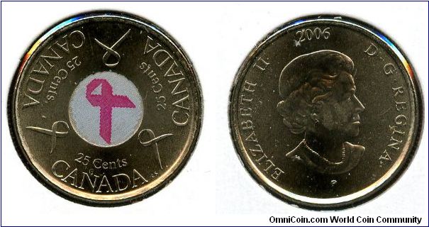2006 
25 cents
Pink Ribbon 
QEII