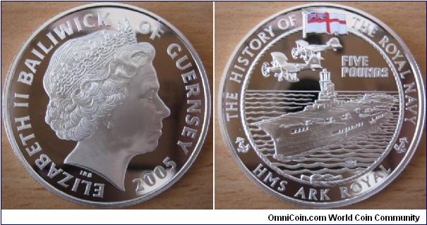 5 Pounds - HMS Ark Royal - 28.28 g Ag 925 - mintage 10,000