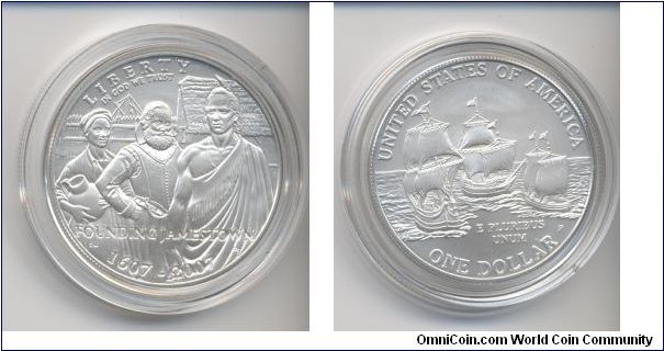 Jamestown 400 year commemerative silver dollar