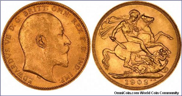 London Mint gold sovereign from Edward VII's coronation year, Four mints struck sovereigns this year.