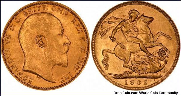 Perth Mint gold sovereign issued in Edward VII's coronation year.