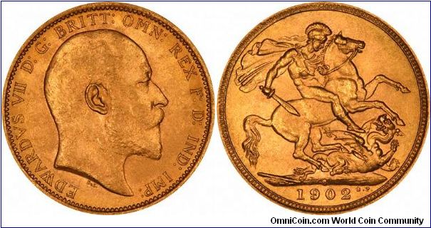Sydney Mint sovereign of Edward VII, coronation year.