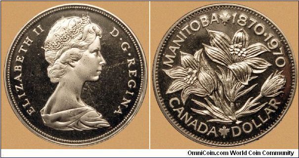 Canada, 1 dollar, 1970 Manitoba specimen, nickel dollar