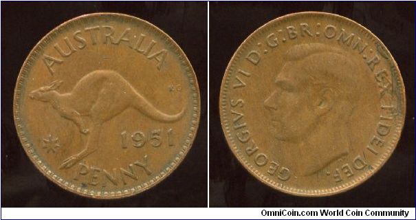 1951
1d
Kangaroo, value & date
King George VI