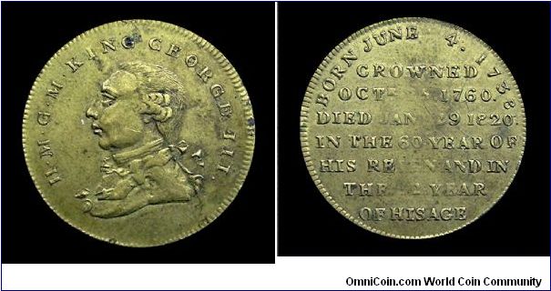 Death of George III - Brass medal - mm. 25