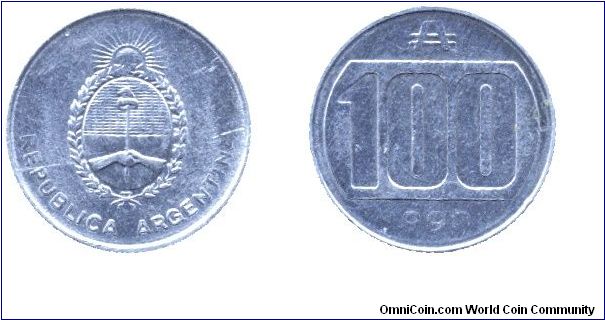 Argentina, 100 australs, 1990, Al.                                                                                                                                                                                                                                                                                                                                                                                                                                                                                  