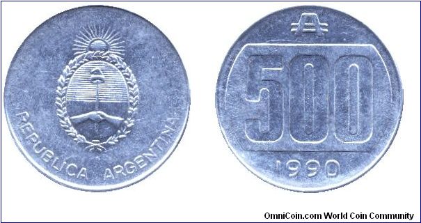 Argentina, 500 australs, 1990, Al.                                                                                                                                                                                                                                                                                                                                                                                                                                                                                  