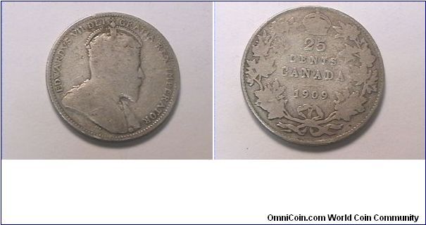 EDWARDVS VII DEI GRATIA REX IMPERATOR
25 CENTS.
.925 silver