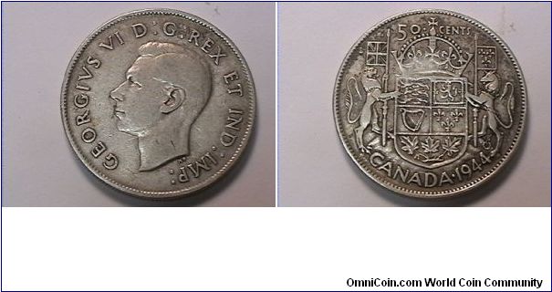 GEORGIVS VI DG REX ET IND IMP
50 CENTS
.800 silver